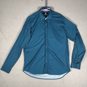 Buttercloth Shirt Long Sleeve Men's Size XL Blue Brick‎ Pattern Geometric Preppy